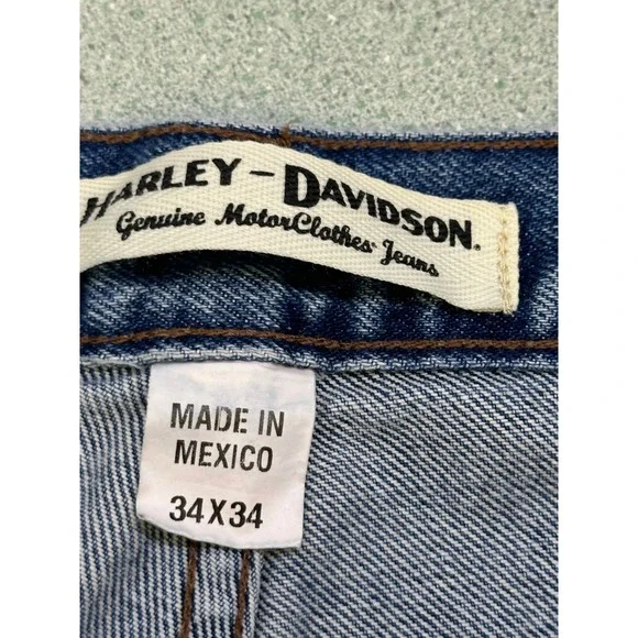 Harley-Davidson Mens Traditional Fit Straight Leg Blue Denim Jeans 34x34 - Picture 4 of 11